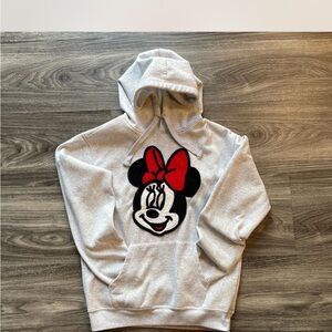 Gray Hoodie with Minnie Mouse Design, embroidery. Size XS